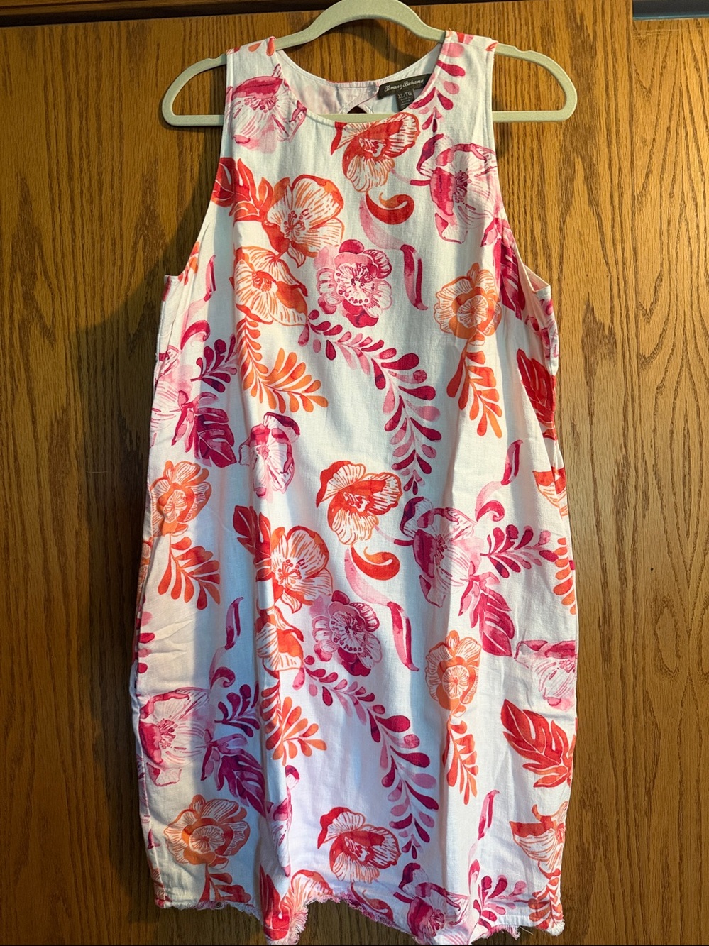 Tommy Bahama Linen Sleeveless A-Line Tropical Print Dress in Women's X-Large
